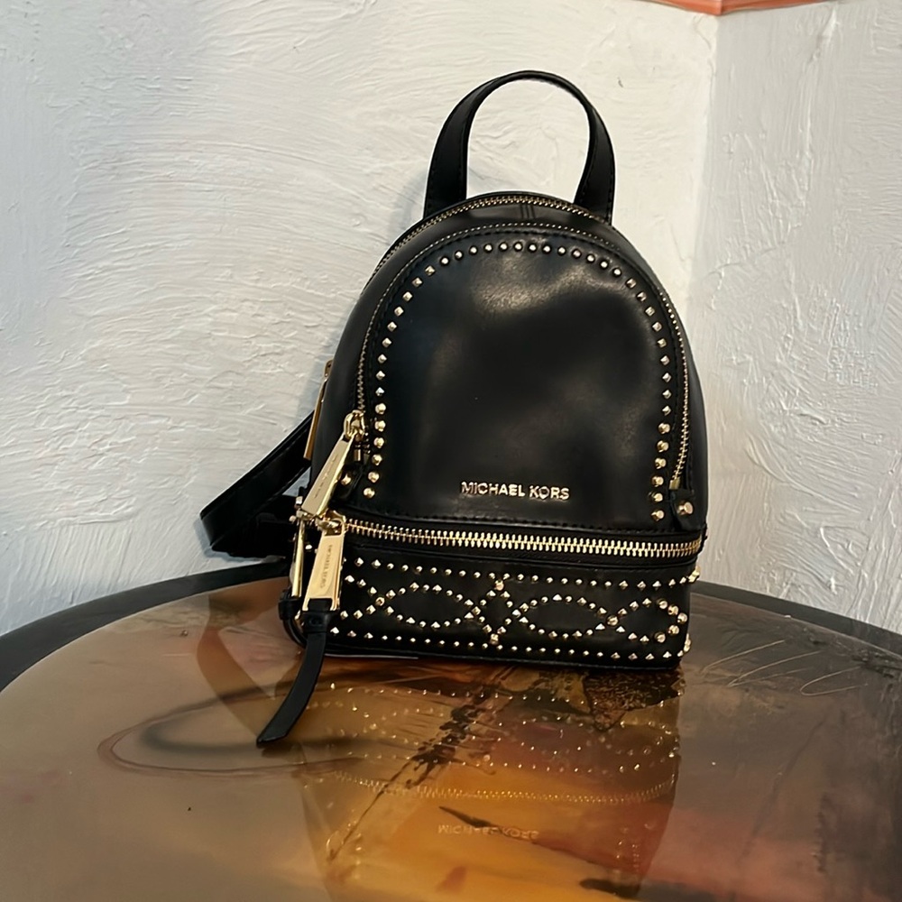 Michael Kors Black Mini Bag with Gold Accents